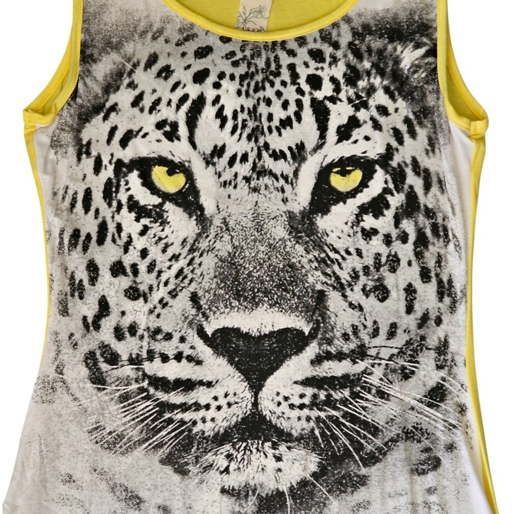 Women's Edgy Leopard Print High-Low Tank Dress – Bold Leopard Graphic - Picture 2 of 2